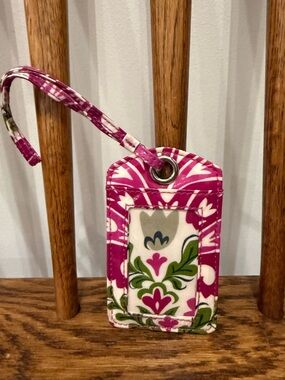 Vera Bradley Floral Luggage Tag Magenta Pink Green White